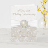 Damask 30th Wedding Jubileum Wenskaart Kaart (Gele Bloem)