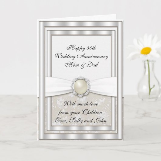 Damask 30th Wedding Jubileum Wenskaart Kaart (Kleine Plant)