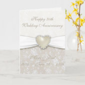 Damask 30th Wedding Jubileum Wenskaart Kaart (Gele Bloem)