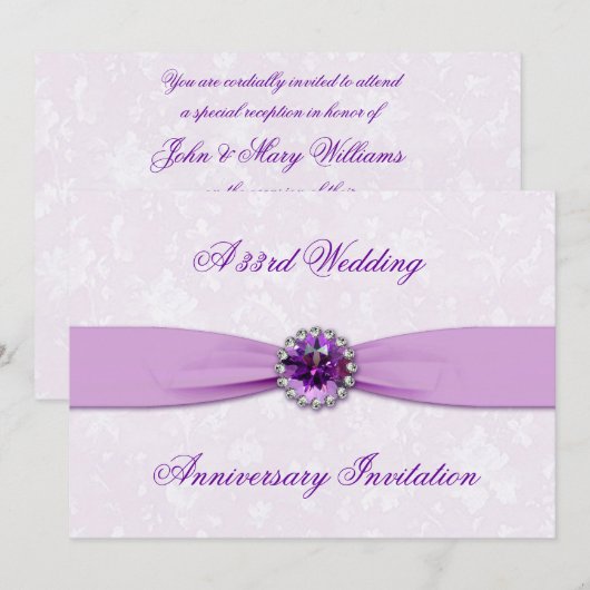 Damask 33e trouwjubileum uitnodiging (Voorkant / Achterkant)