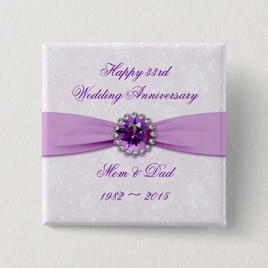 Damask 33rd Wedding Jubileum Button (Voorkant)