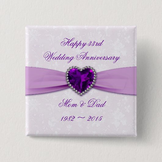 Damask 33rd Wedding Jubileum Button (Voorkant)