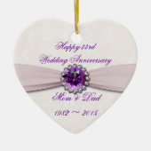 Damask 33rd Wedding Jubileum Heart Ornament (Voorkant)