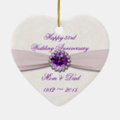 Damask 33rd Wedding Jubileum Heart Ornament (Achterkant)