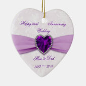 Damask 33rd Wedding Jubileum Heart Ornament (Rechts)
