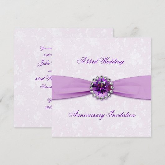 Damask 33rd Wedding Jubileum Invitation Kaart (Voorkant / Achterkant)