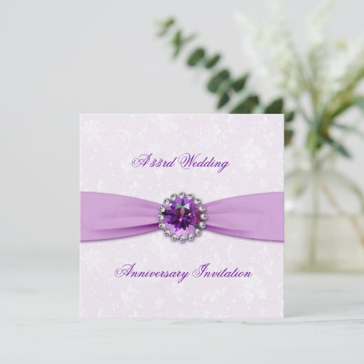 Damask 33rd Wedding Jubileum Invitation Kaart (Staand voorkant)