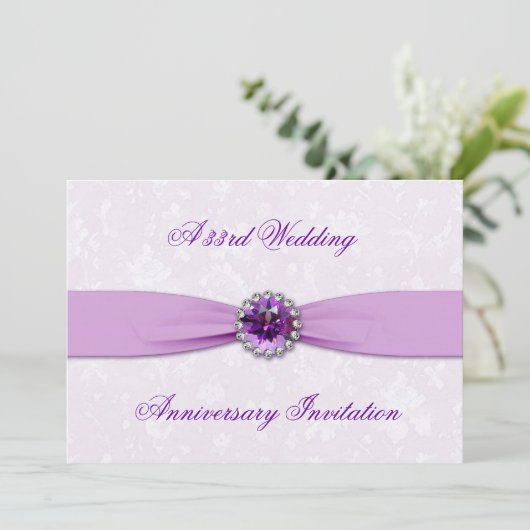 Damask 33rd Wedding Jubileum Invitation Kaart (Staand voorkant)