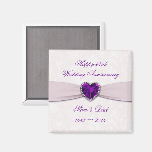 Damask 33rd Wedding Jubileum Magnet (Voorkant / Achterkant)