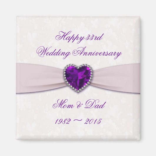 Damask 33rd Wedding Jubileum Magnet (Voorkant)