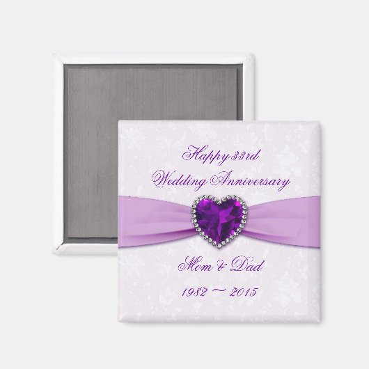 Damask 33rd Wedding Jubileum Magnet (Voorkant / Achterkant)