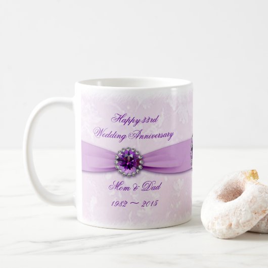 Damask 33rd Wedding Jubileum Mok (Met donut)