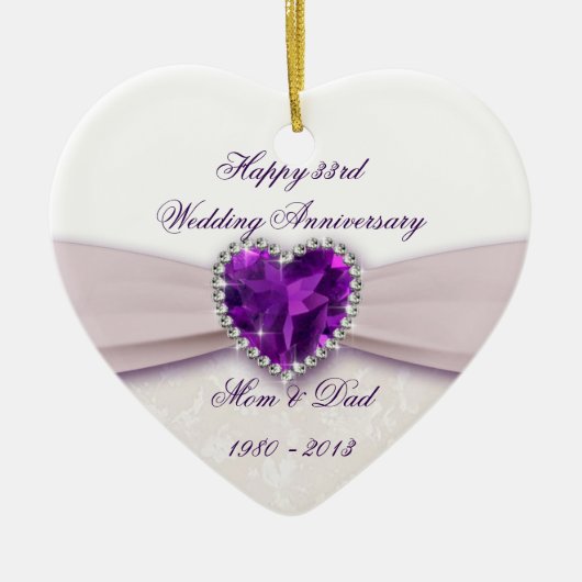 Damask 33rd Wedding Jubileum Ornament (Voorkant)