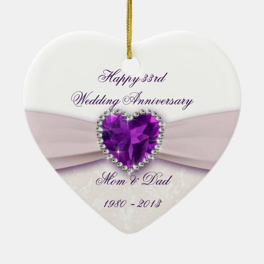 Damask 33rd Wedding Jubileum Ornament (Achterkant)