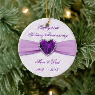Damask 33rd Wedding Jubileum Round Ornament