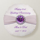 Damask 33rd Wedding Jubileum Round Sierkussen Rond Kussen (Voorkant)