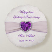 Damask 33rd Wedding Jubileum Round Sierkussen Rond Kussen (Achterkant)