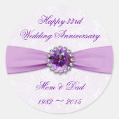 Damask 33rd Wedding Jubileum Round Sticker (Voorkant)
