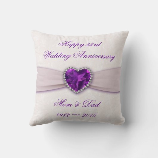 Damask 33rd Wedding Jubileum Sierkussen (Achterkant)