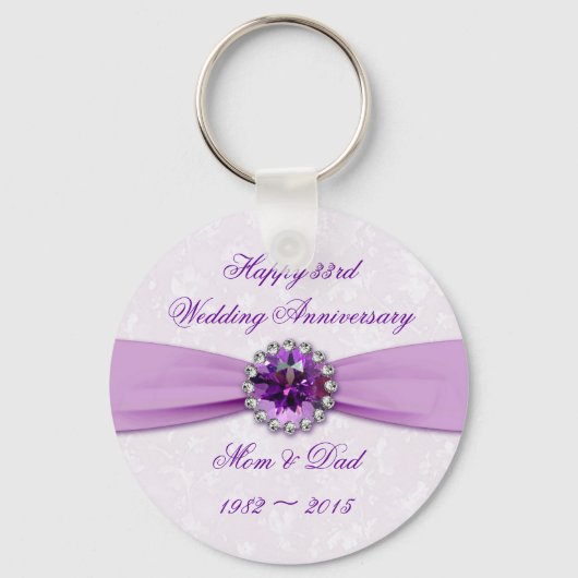 Damask 33rd Wedding Jubileum Sleutelhanger (Voorkant)