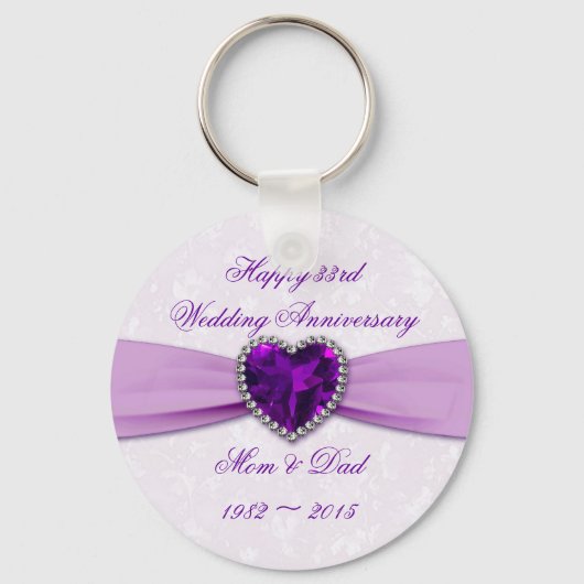 Damask 33rd Wedding Jubileum Sleutelhanger (Voorkant)