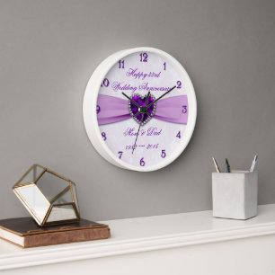Damask 33rd Wedding Jubileum Wall Clock
