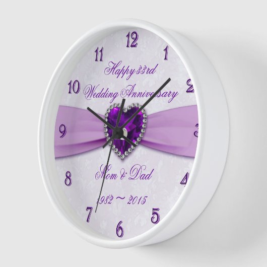 Damask 33rd Wedding Jubileum Wall Clock (Hoek)