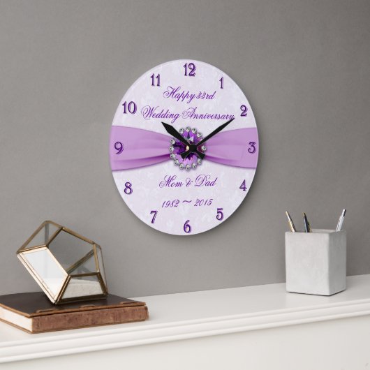 Damask 33rd Wedding Jubileum Wall Clock Grote Klok (Kantoor)