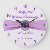 Damask 33rd Wedding Jubileum Wall Clock Grote Klok (Voorkant)
