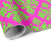 Damask #3 DIY-kleuren die roze Limoen tonen Cadeaupapier (Rol Hoek)