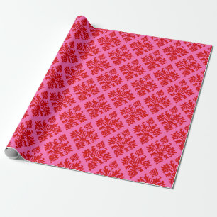 Damask #3 Doe-het-zelf Kleuren Heet Roze Rood Cadeaupapier