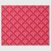 Damask #3 Doe-het-zelf Kleuren Rood Heet Roze Cadeaupapier (Vlak)