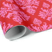 Damask #3 Doe-het-zelf Kleuren Rood Heet Roze Cadeaupapier (Rol Hoek)