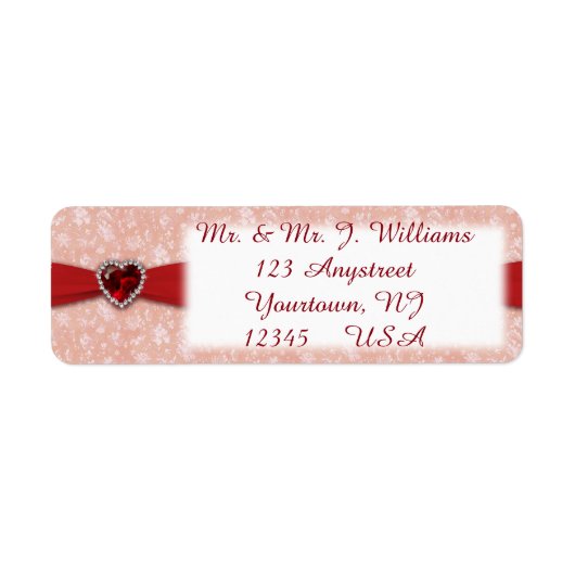 Damask 40th Jubileum Return Address Labels (Voorkant)