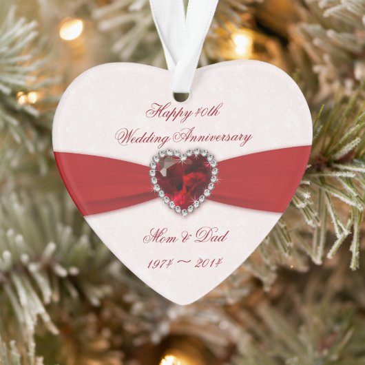 Damask 40th Wedding Jubileum AcrylOrnament Ornament (Boom)