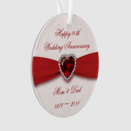 Damask 40th Wedding Jubileum AcrylOrnament Ornament (voorkant)
