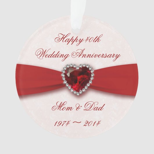 Damask 40th Wedding Jubileum AcrylOrnament Ornament (voorkant)