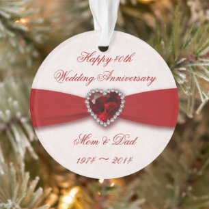 Damask 40th Wedding Jubileum Acrylversiering Ornament