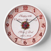 Damask 40th Wedding Jubileum Clock (Voorkant)