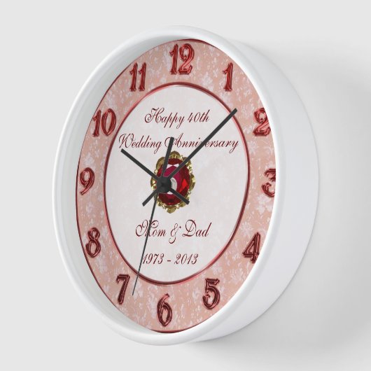 Damask 40th Wedding Jubileum Clock (Hoek)