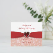 Damask 40th Wedding Jubileum Design Briefkaart (Staand voorkant)