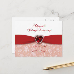Damask 40th Wedding Jubileum Design Briefkaart