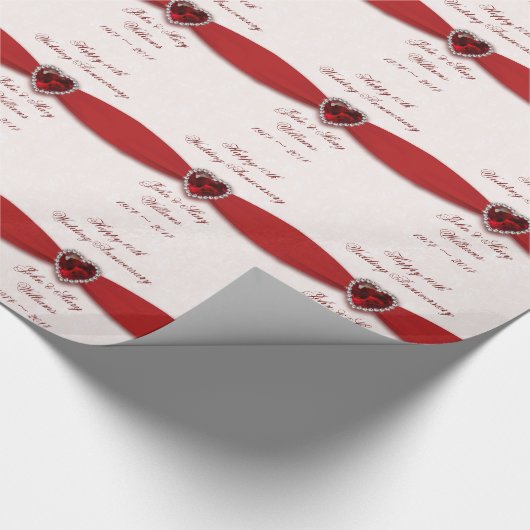 Damask 40th Wedding Jubileum Design Cadeaupapier (Hoek)