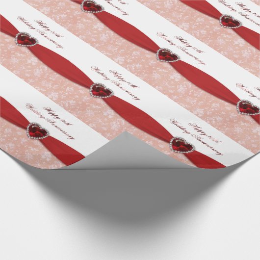 Damask 40th Wedding Jubileum Design Cadeaupapier (Hoek)