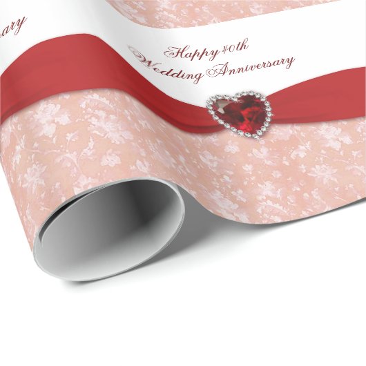 Damask 40th Wedding Jubileum Design Cadeaupapier (Rol Hoek)