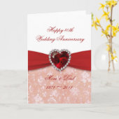 Damask 40th Wedding Jubileum Design Kaart (Gele Bloem)