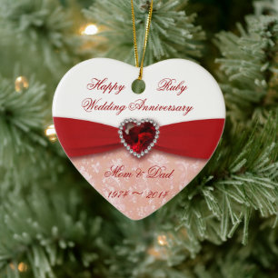 Damask 40th Wedding Jubileum Design Keramisch Ornament