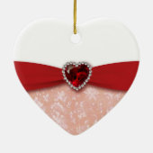 Damask 40th Wedding Jubileum Design Keramisch Ornament (Achterkant)