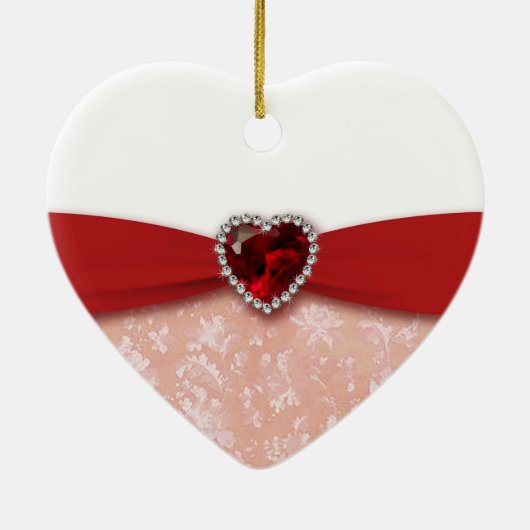 Damask 40th Wedding Jubileum Design Keramisch Ornament (Achterkant)