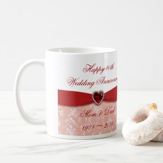 Damask 40th Wedding Jubileum Design Koffiemok (Met donut)